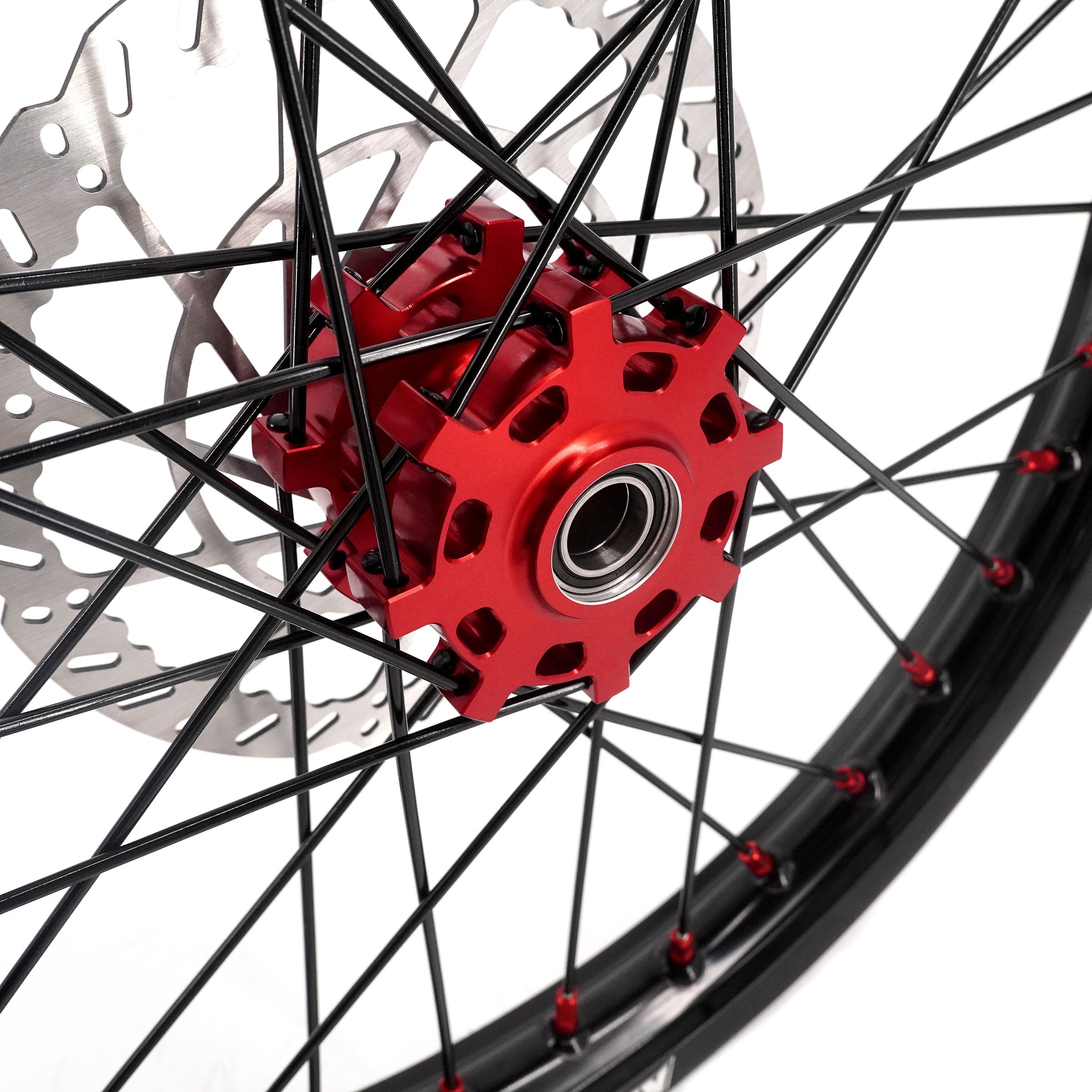 KKE 16/19" Wheelset for Surron Light Bee – Black Rims & Red Nipples