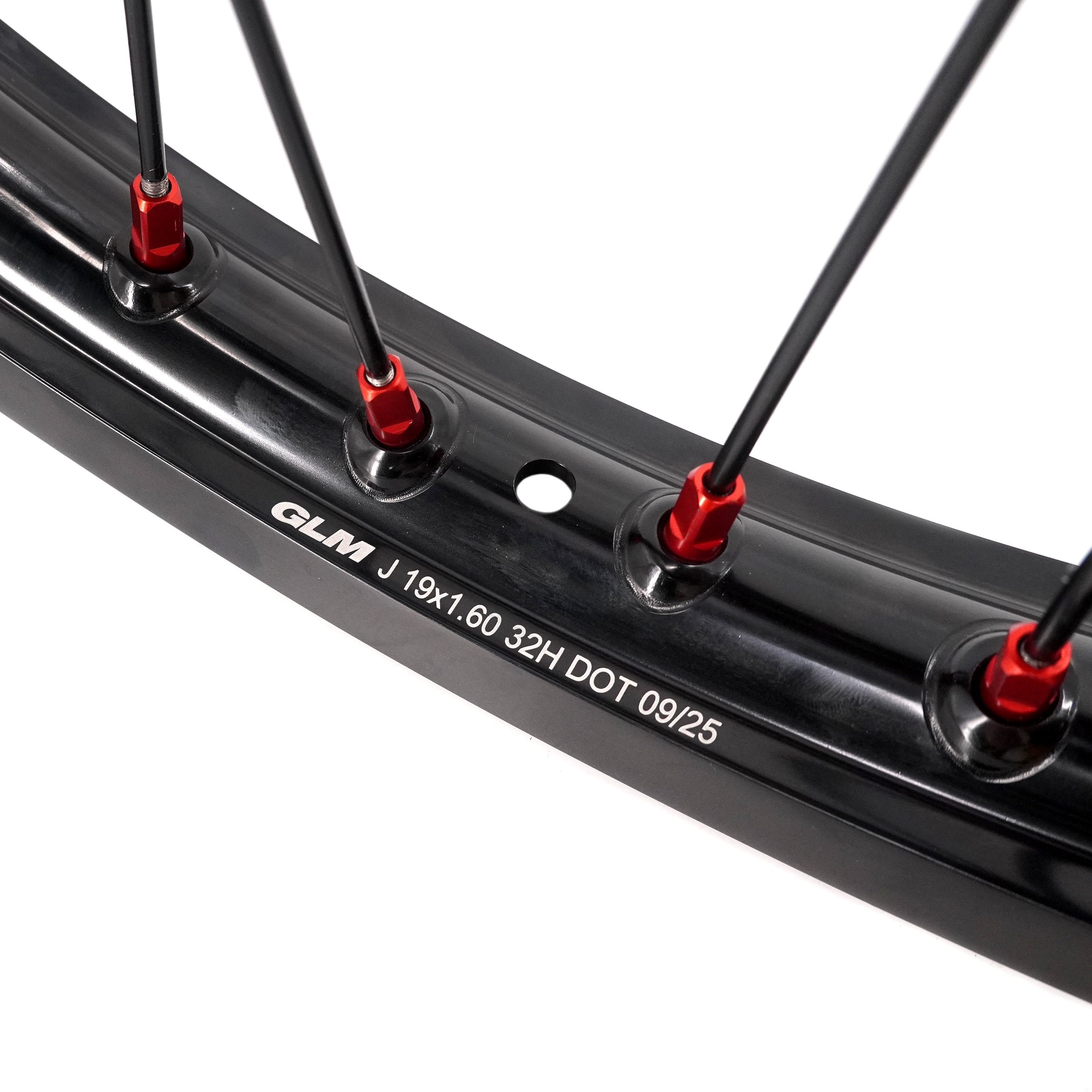 KKE 16/19" Wheelset for Surron Light Bee – Black Rims & Red Nipples