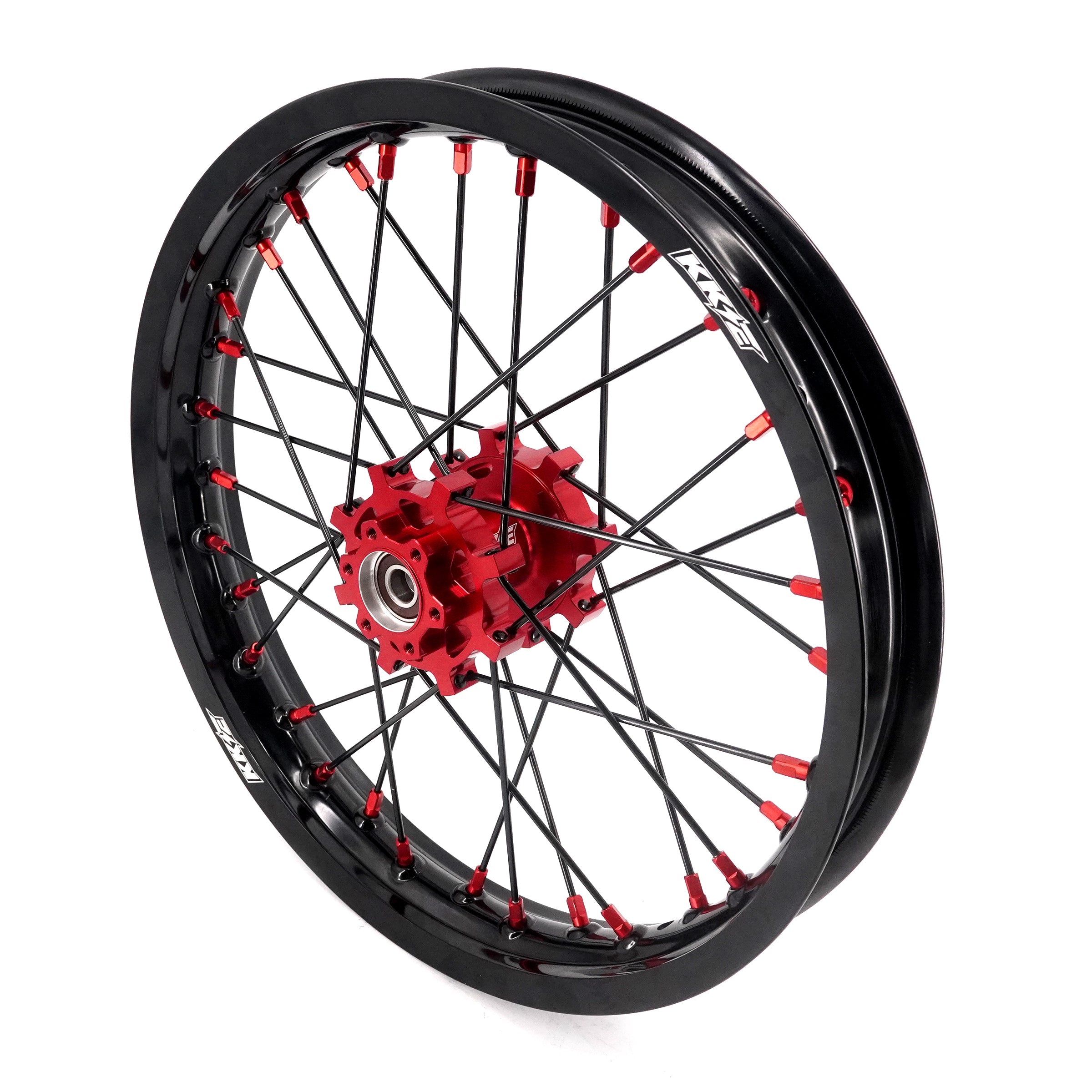 KKE 16/19" Wheelset for Surron Light Bee – Black Rims & Red Nipples