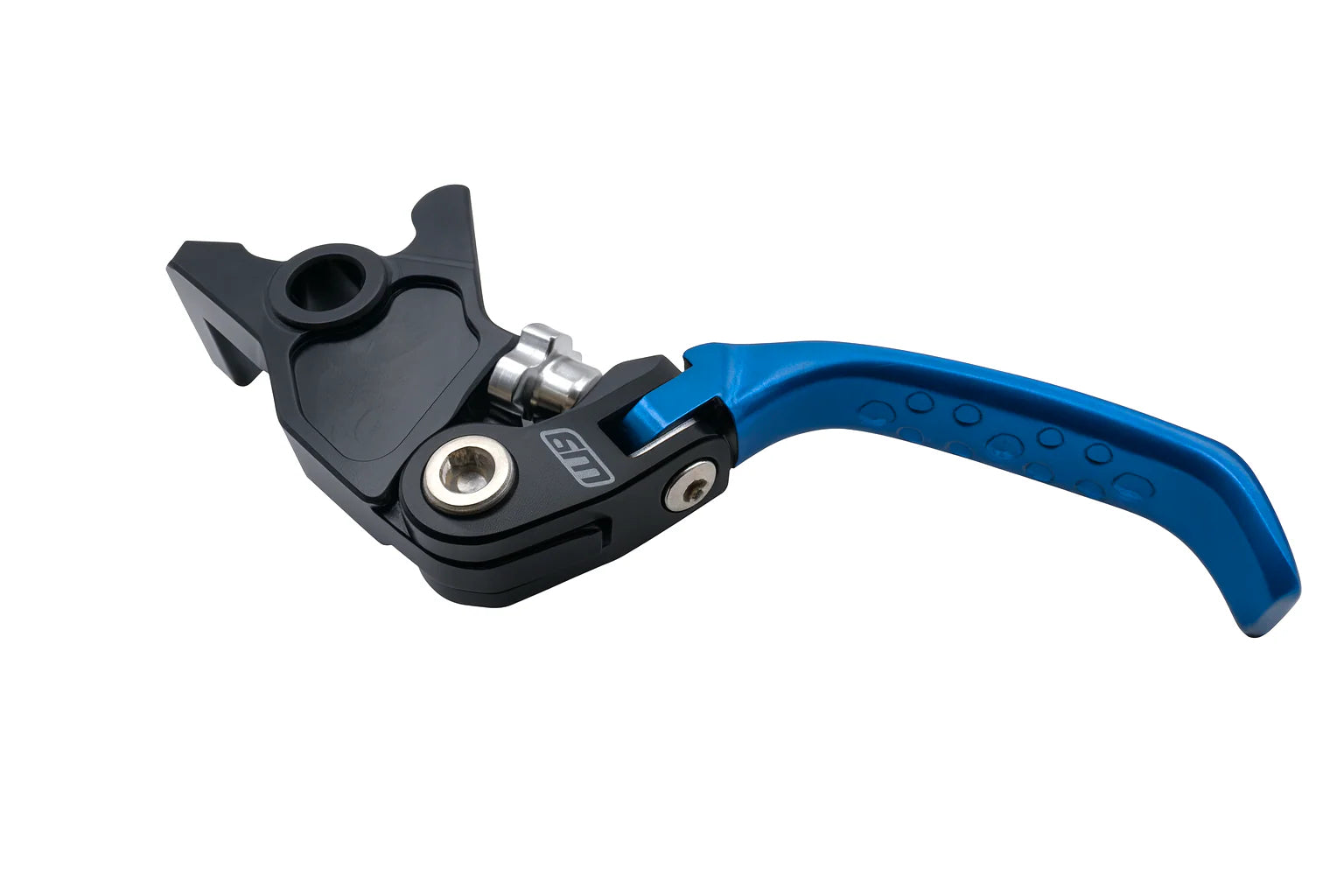 Emoto blue folding brake lever for left-hand use.