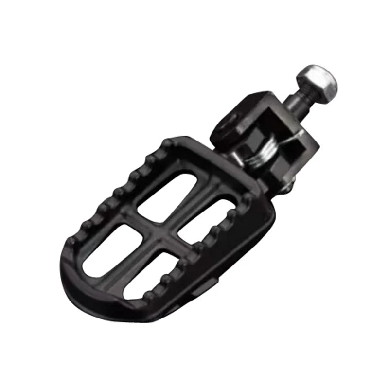 Black bicycle pedal with a silver axle on a white background