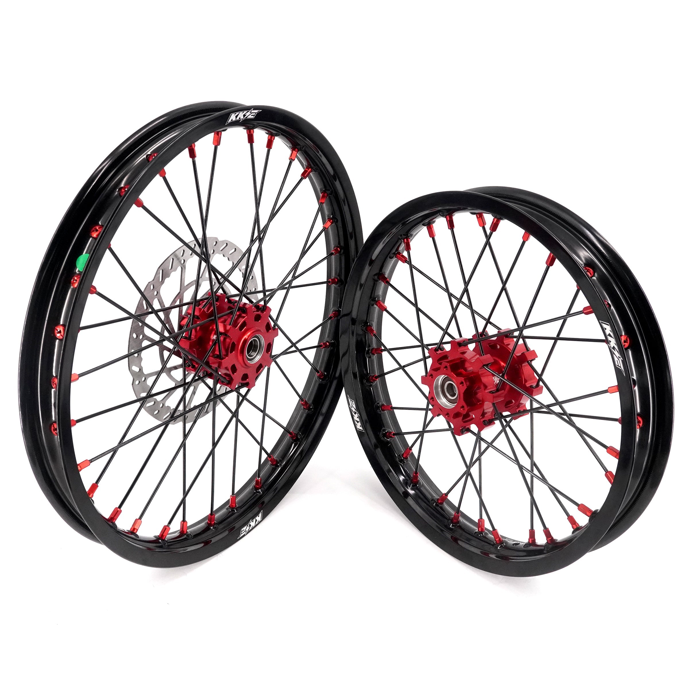 KKE 16/19" Wheelset for Surron Light Bee – Black Rims & Red Nipples