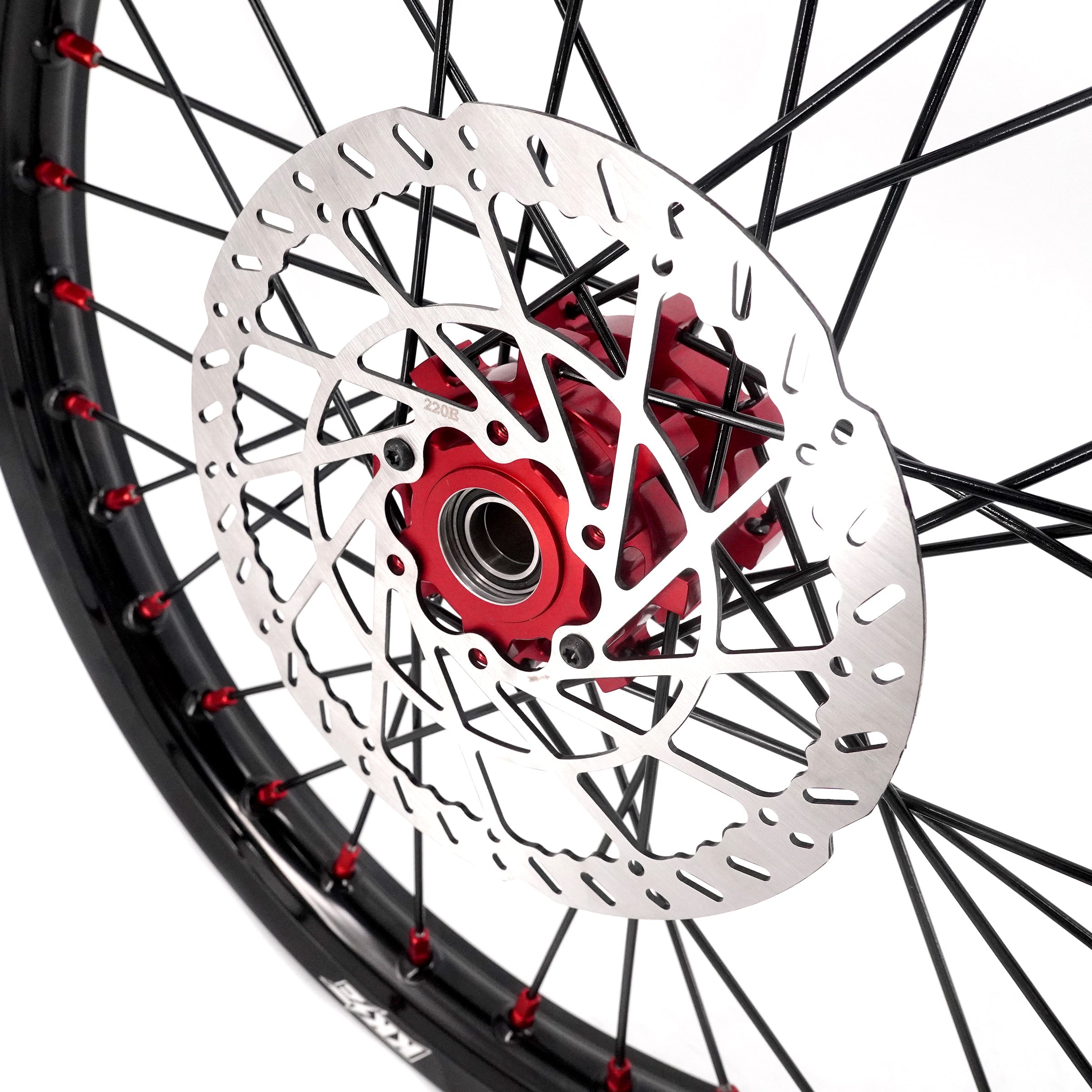 KKE 16/19" Wheelset for Surron Light Bee – Black Rims & Red Nipples