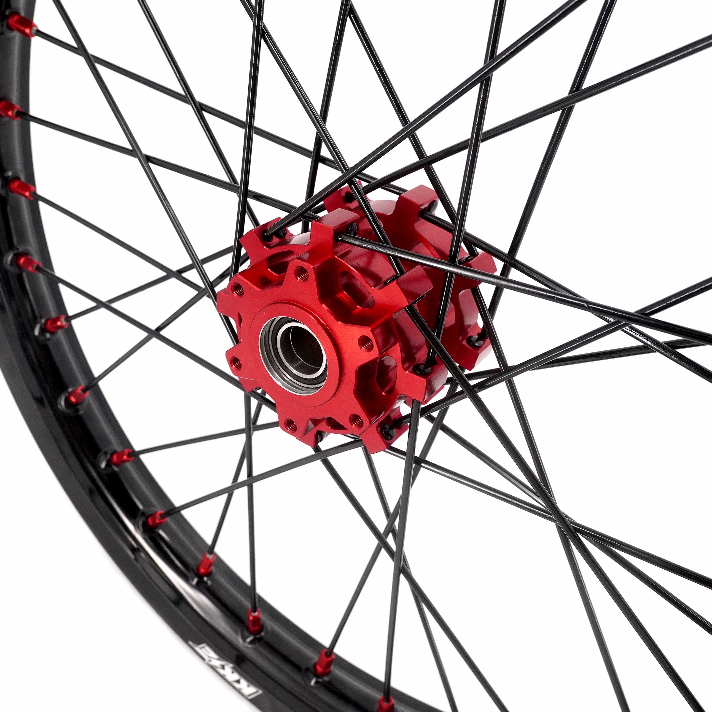 KKE 16/19" Wheelset for Surron Light Bee – Black Rims & Red Nipples