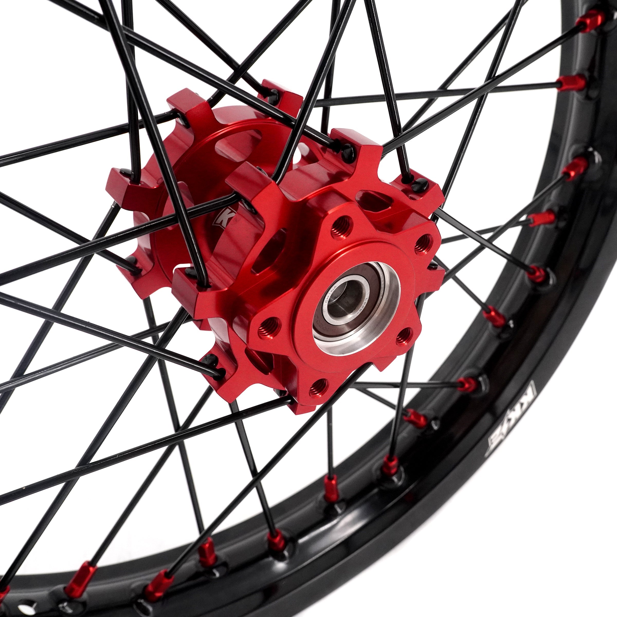 KKE 16/19" Wheelset for Surron Light Bee – Black Rims & Red Nipples