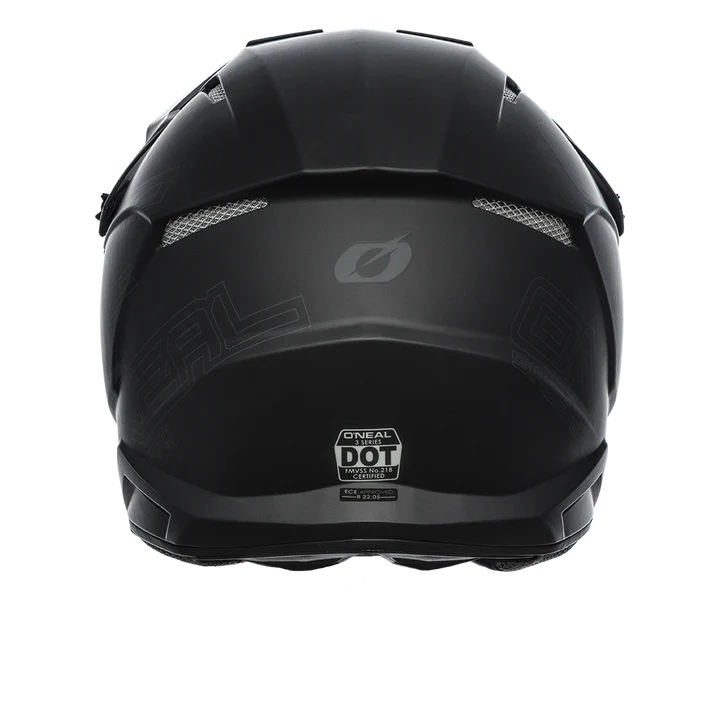 flat back motorcycle helmet with dot O'Neal 3 SRS Black 2.0 Original Classic Design with V10 Brother Rice Football (@brotherrice_fb) Color:MATTE DARK GREY/ORANGE