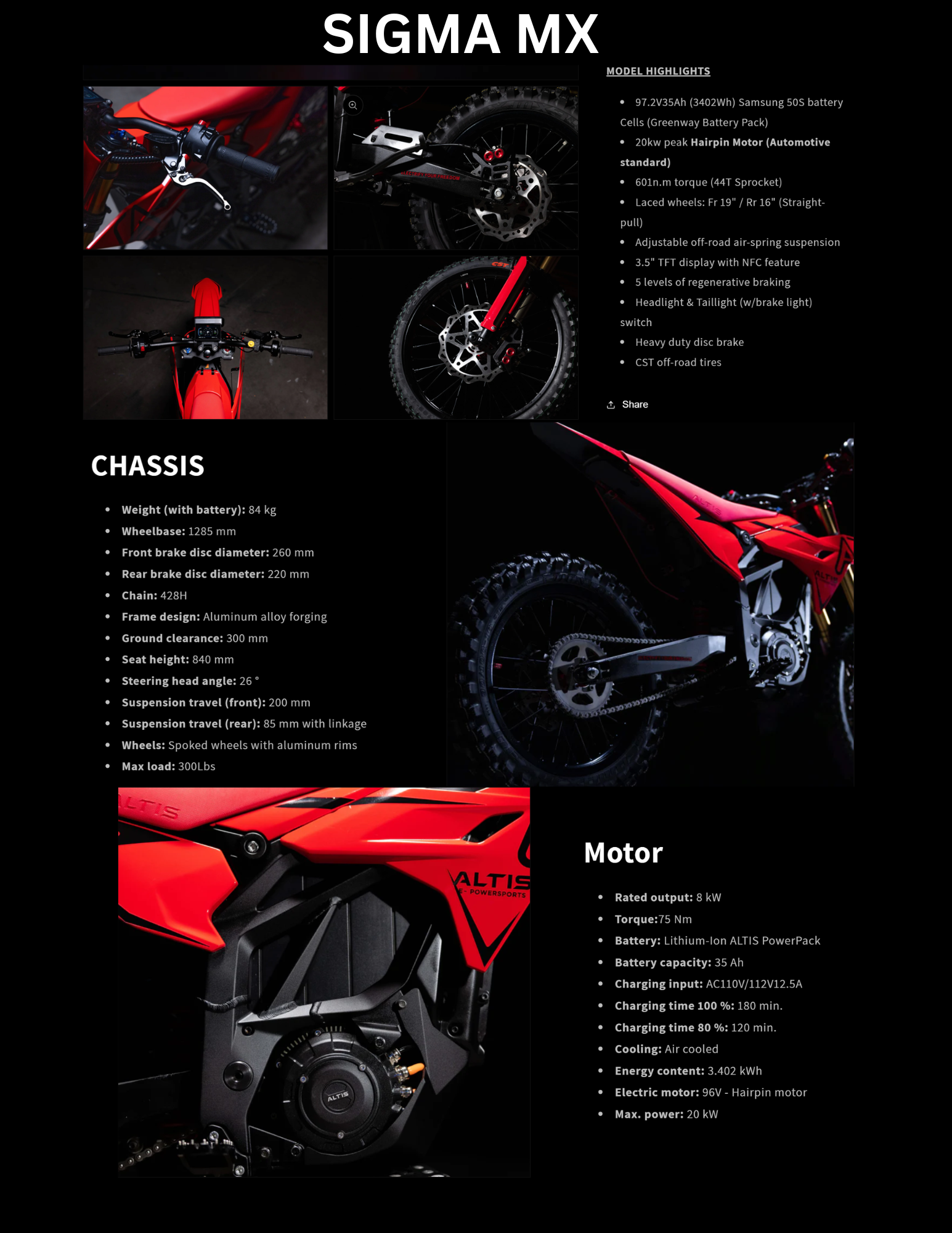 Altis Sigma Electric Motorcycle (pre-order)