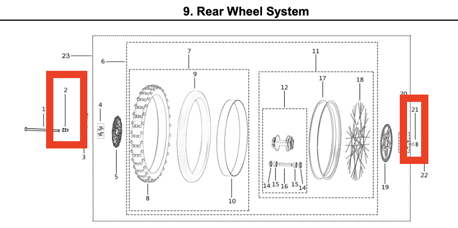 Surron OEM Rear Wheel Bushings axle spacers (Surron LBX)