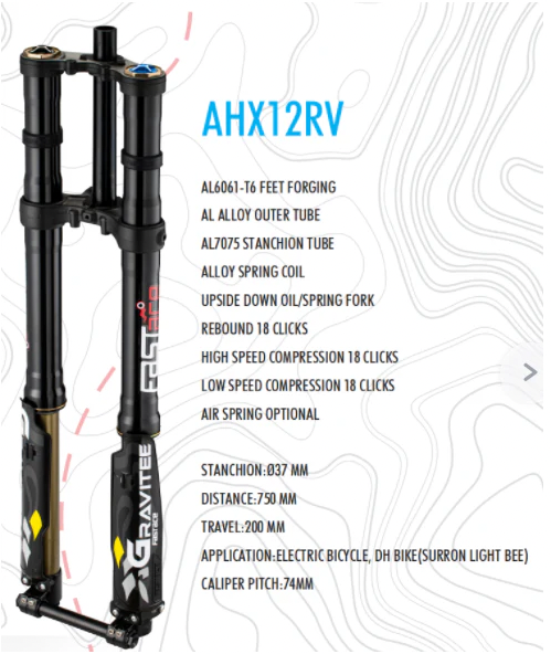 FastAce AHX12RV upgraded Front Fork Suspension for Surron, Talaria, and E Ride Pro