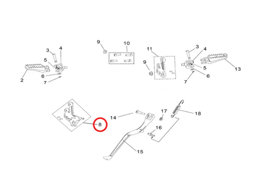 Light Bee Left Foot Peg Mounting Bracket