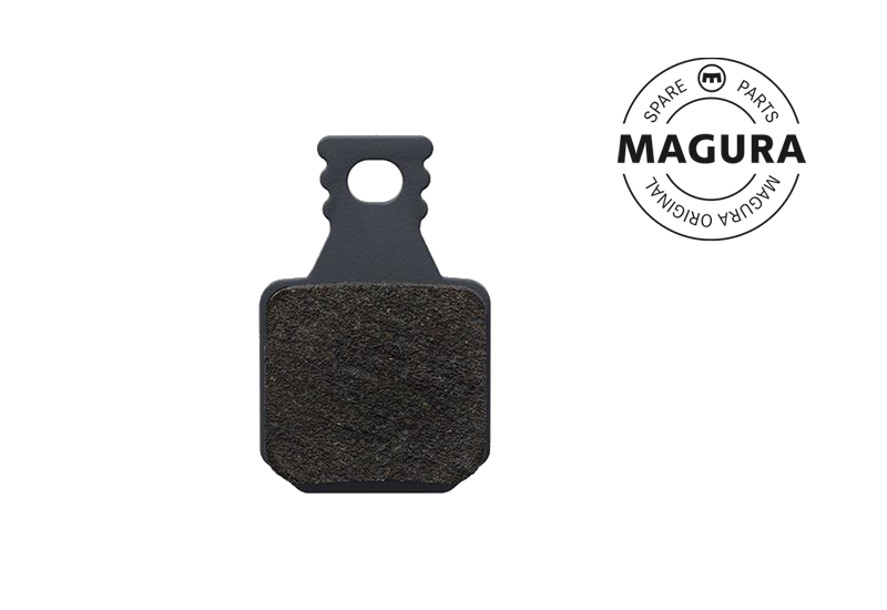 Bicycle brake pad with Magura logo on a white background
