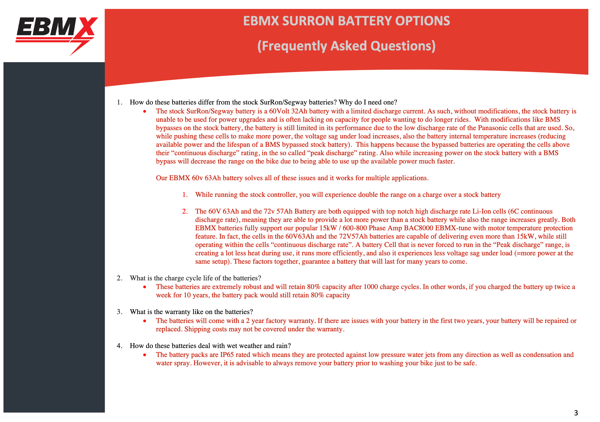 72v 57ah EBMX SurRon Battery