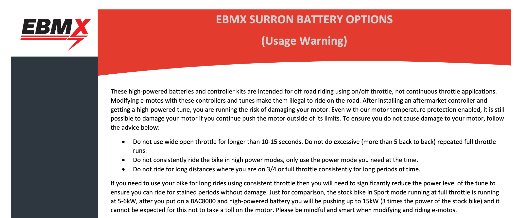 60v 63ah EBMX SurRon Battery